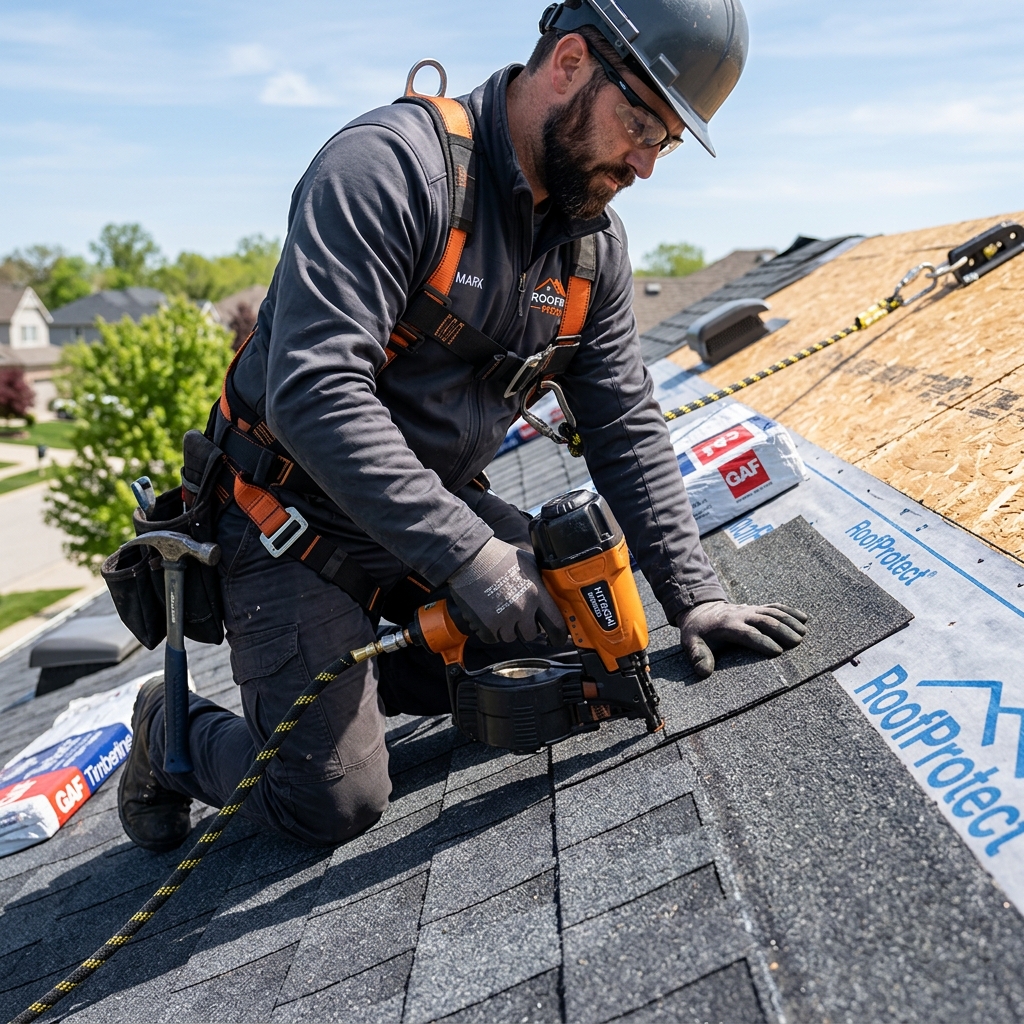 High-quality residential shingle installation